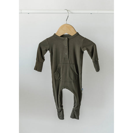 Long Sleeve Romper - Dark Olive - HoneyBug 