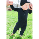 Long Sleeve Romper - Jett Black - HoneyBug 