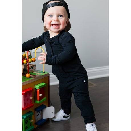 Long Sleeve Romper - Jett Black - HoneyBug 