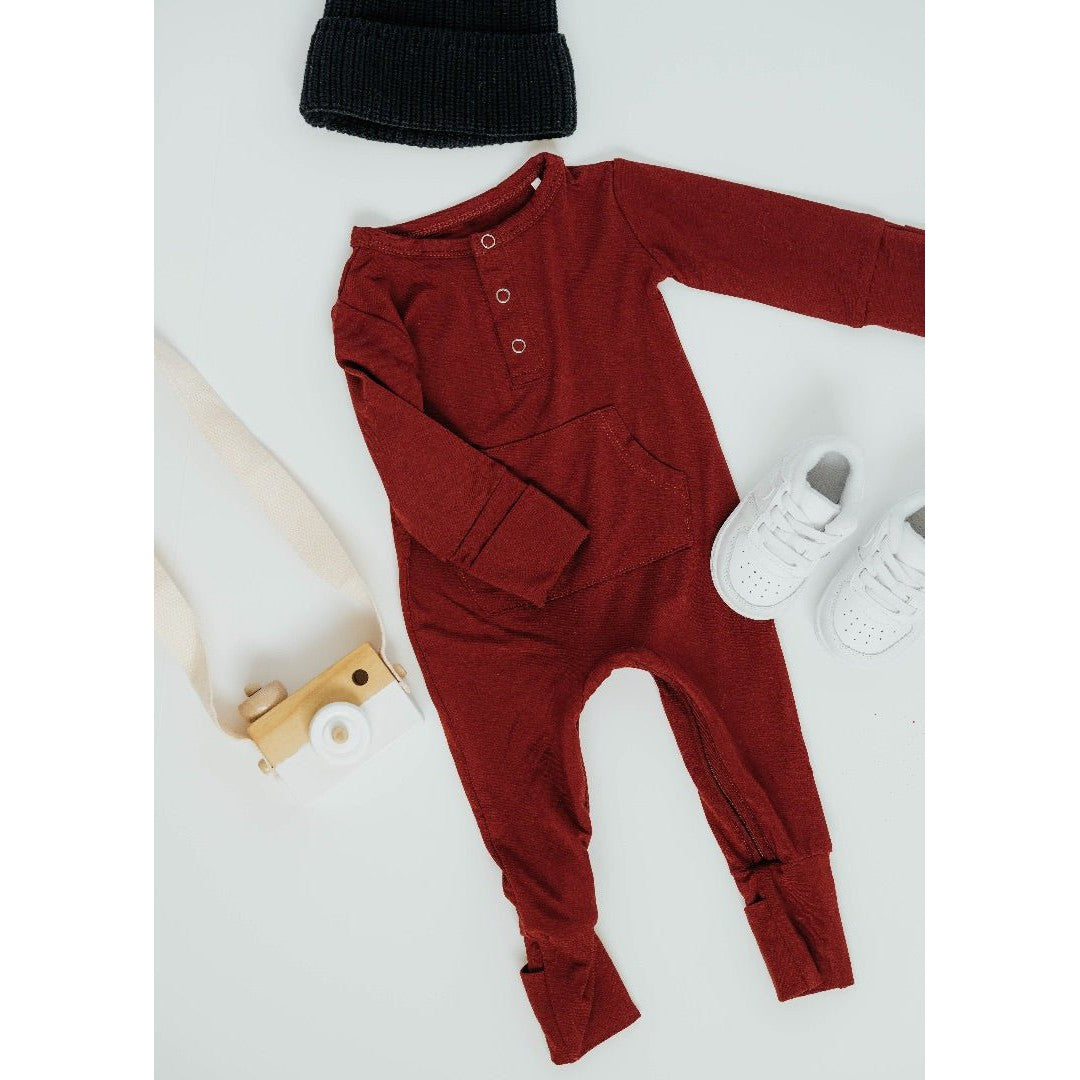 Long Sleeve Romper - Redwood - HoneyBug 