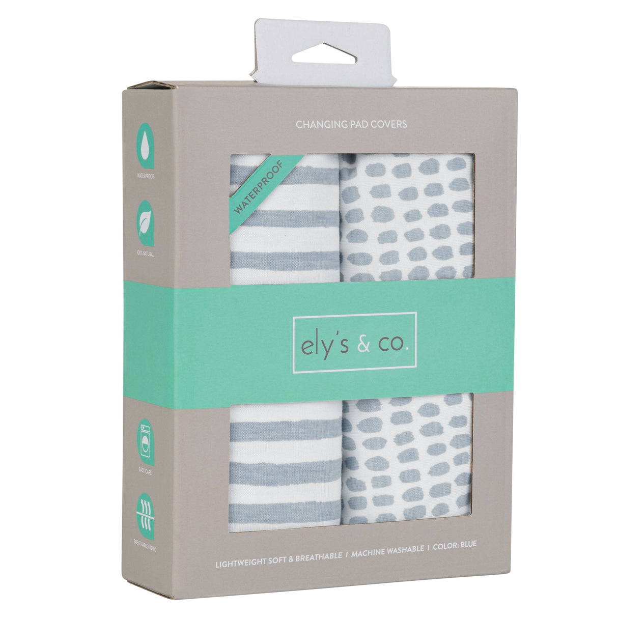 Waterproof Changing Pad Cover | Cradle Sheet Set - Misty Blue Stripes & Splash