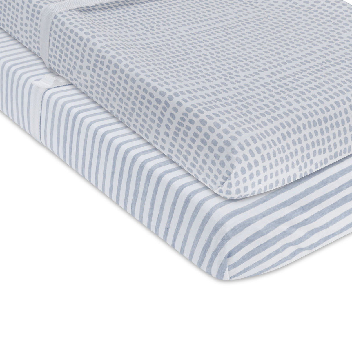 Waterproof Changing Pad Cover | Cradle Sheet Set - Misty Blue Stripes & Splash