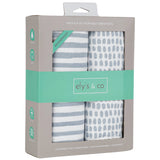 Waterproof Pack N Play I Portable Crib Sheet Set - Misty Blue Stripes & Splash