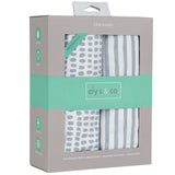 Waterproof Crib Sheet Set - Misty Blue Stripes & Splash