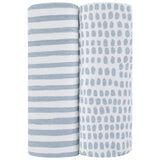 Waterproof Changing Pad Cover | Cradle Sheet Set - Misty Blue Stripes & Splash