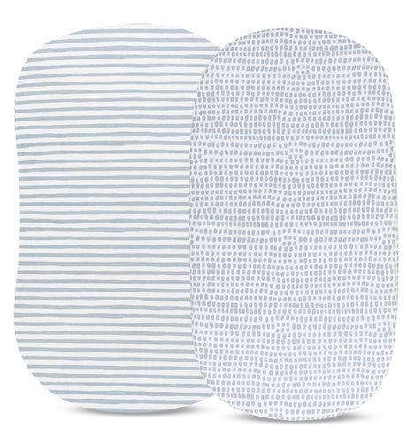 Waterproof Bassinet Sheet Set - Misty Blue Stripes & Splash - HoneyBug 