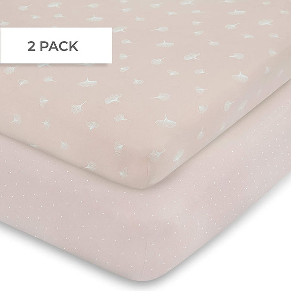 Pack N Play I Portable Crib Sheet Set - Pink Gingko - HoneyBug 