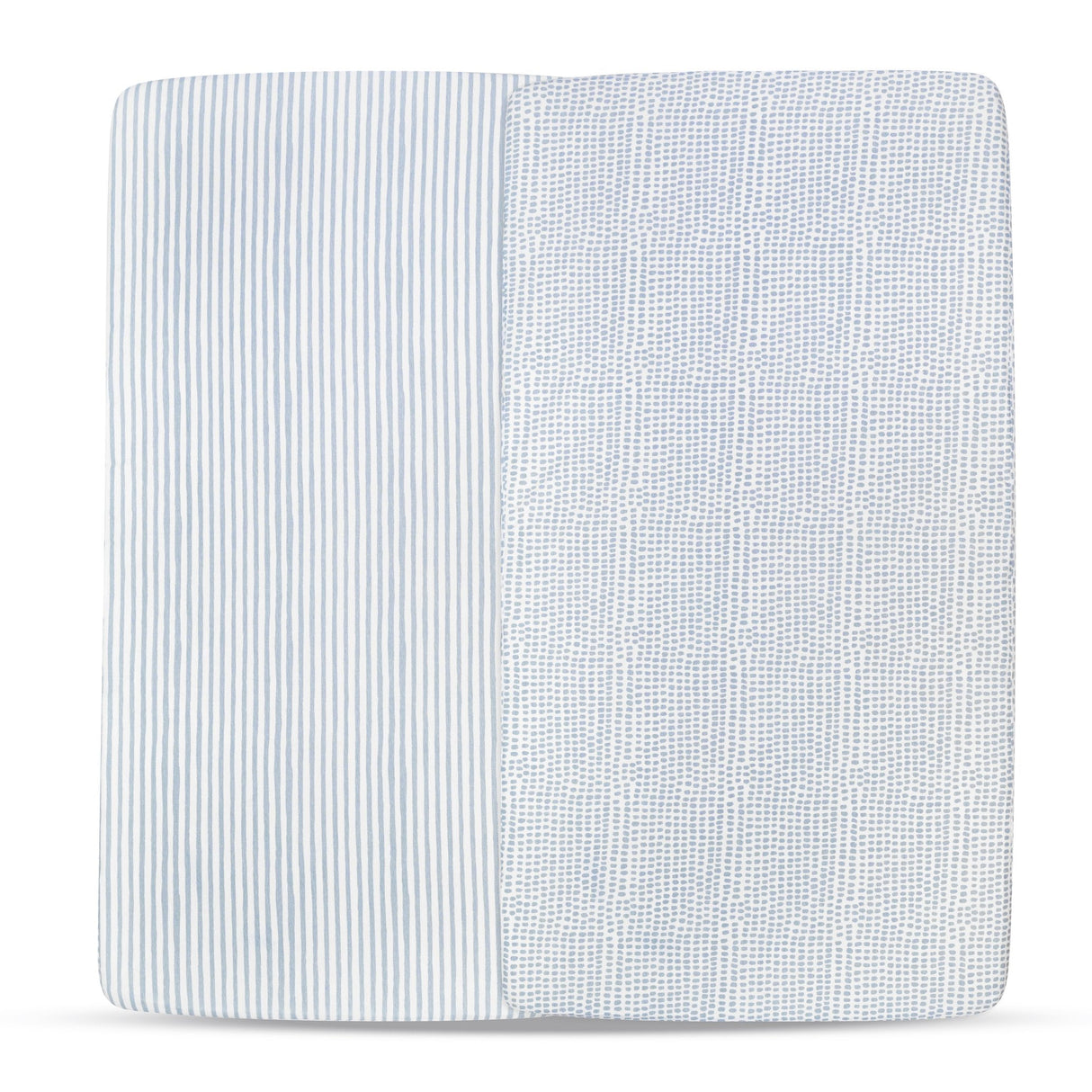 Waterproof Crib Sheet Set - Misty Blue Stripes & Splash