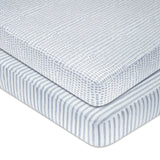 Waterproof Crib Sheet Set - Misty Blue Stripes & Splash