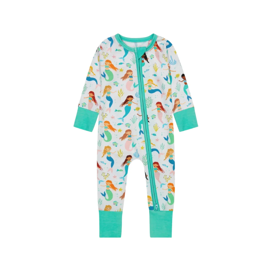 Bamboo One Piece Zip Pajama - Mermaid Magic