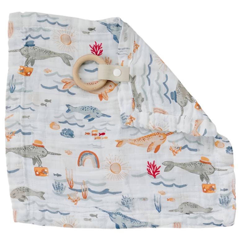 Narwhal Classic Muslin Teether Blanket - HoneyBug 