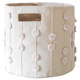 Handmade Canvas Storage Basket Pom Pom - Blush Oat