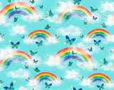 Over the Rainbow & Butterflies Quilted Toddler Blanket