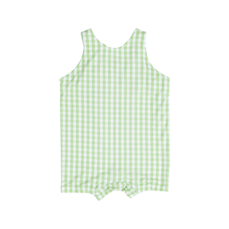 Overall Shortie - Mini Gingham Green - HoneyBug 