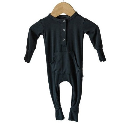 Long Sleeve Romper - Jett Black - HoneyBug 