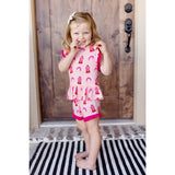 Painted Heart Gumballs Ruffle Peplum Shorts Set (2T-6Y) - HoneyBug 