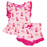 Painted Heart Gumballs Ruffle Peplum Shorts Set (2T-6Y) - HoneyBug 