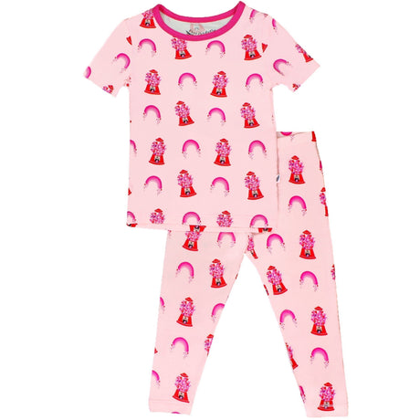 Painted Heart Gumballs Short Sleeve Pajama Set (2T-12Y) - HoneyBug 