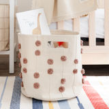 Handmade Canvas Storage Basket Pom Pom - Pecan