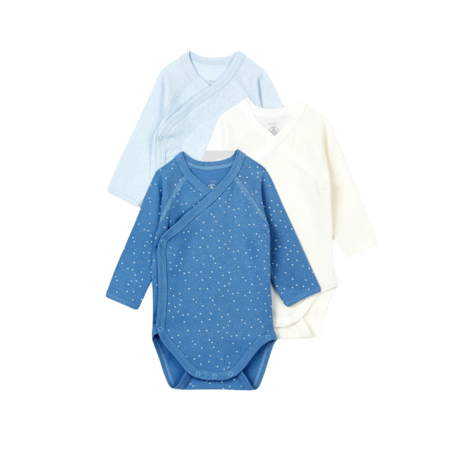 Petit Bateau Long-Sleeved Bodysuit - Pack of 3