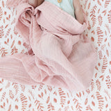 Muslin Swaddle Blanket Set Premium Cotton Pink Leaves + Cotton Candy - HoneyBug 