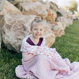 Pink Leaves + Cotton Candy Classic Muslin Super Snuggle Blanket - HoneyBug 