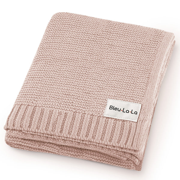 Organic Cotton Luxury Knit Baby Swaddle Blanket - Blush Pink