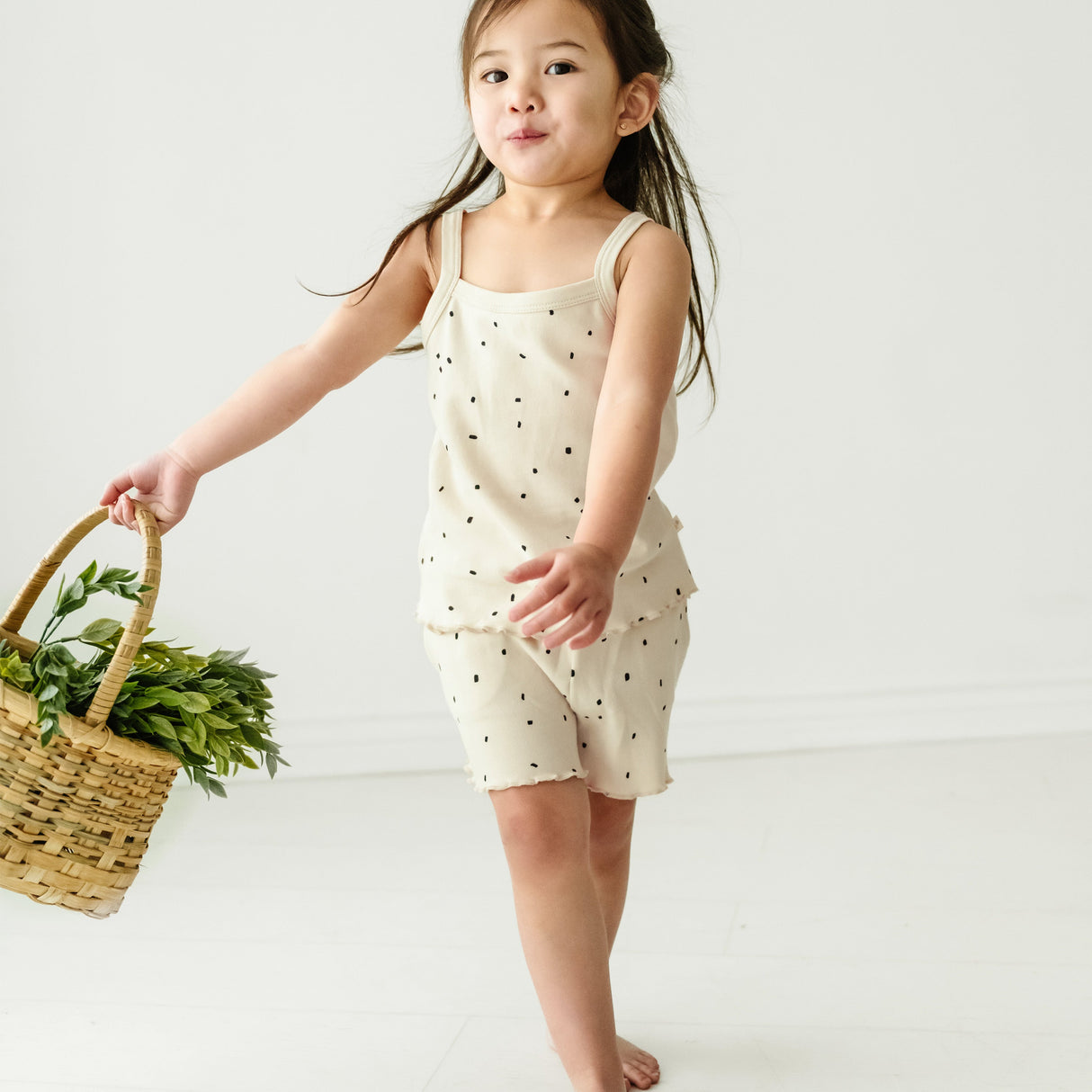 Organic Girls Spaghetti Top & Shorts Set - Pixie Dots