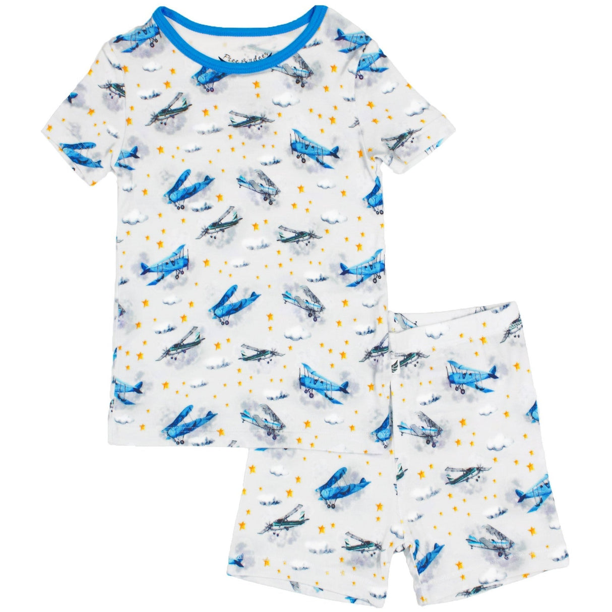 Planes Flying on Cloud 9 Short Sleeve and Shorts Pajama Set (2T-12Y) - HoneyBug 