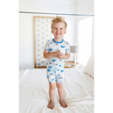 Planes Flying on Cloud 9 Short Sleeve and Shorts Pajama Set (2T-12Y) - HoneyBug 