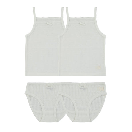 Pointelle White, Girl  (2 Sets) - HoneyBug 