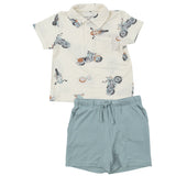 Polo Shirt & Short Set - Vintage Motorcycles - HoneyBug 