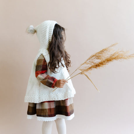 Poncho with Hood - Cream - HoneyBug 