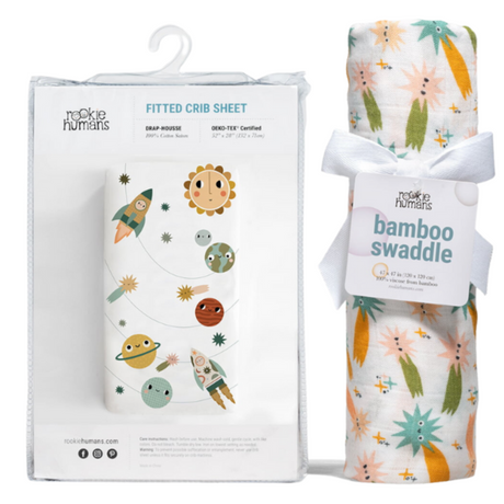 Crib Sheet and Swaddle Bundle - Space Explorer - HoneyBug 