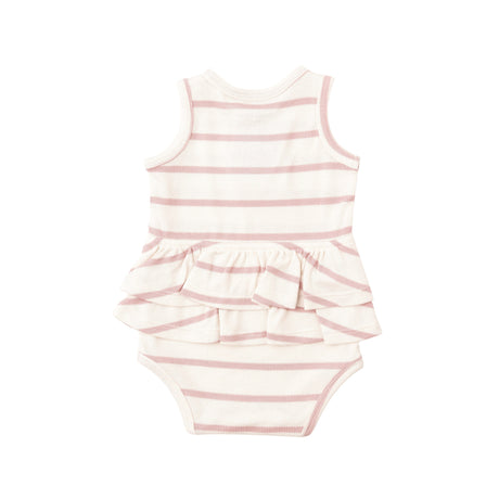 Rib Ruffle Tank Bubble - Silver Pink + Sugar Swizzle - HoneyBug 