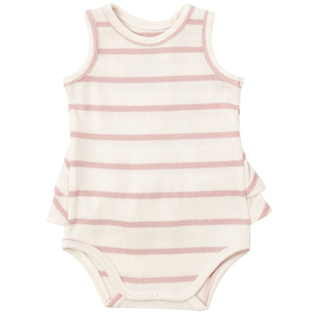 Rib Ruffle Tank Bubble - Silver Pink + Sugar Swizzle - HoneyBug 