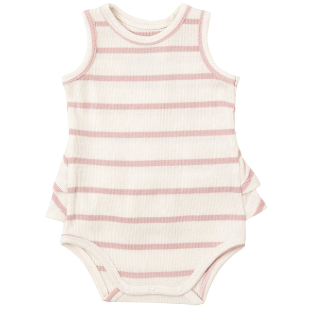 Rib Ruffle Tank Bubble - Silver Pink + Sugar Swizzle - HoneyBug 