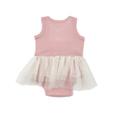 Rib Tutu Bodysuit - Silver Pink Solid Rib - HoneyBug 