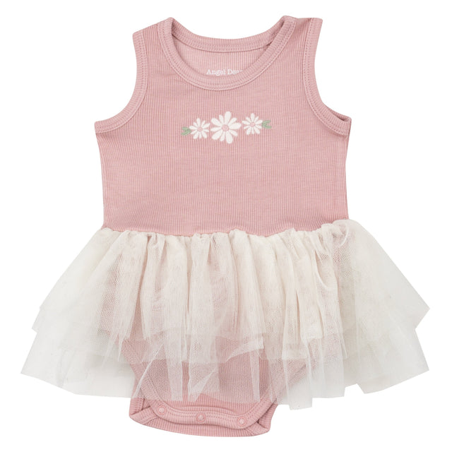 Rib Tutu Bodysuit - Silver Pink Solid Rib - HoneyBug 