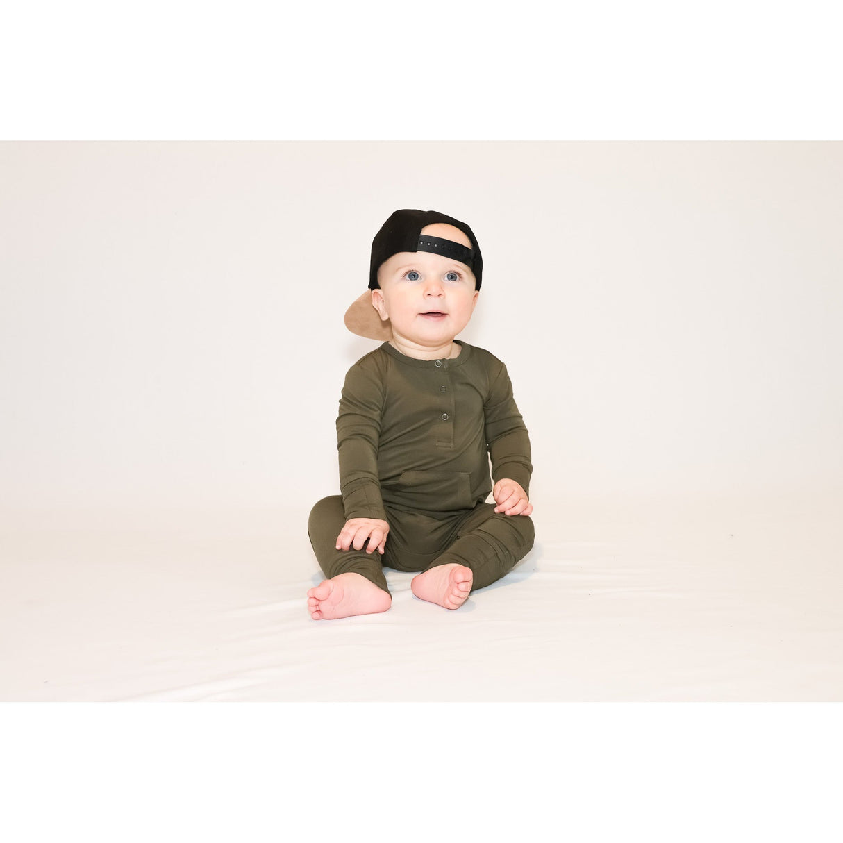 Long Sleeve Romper - Dark Olive - HoneyBug 