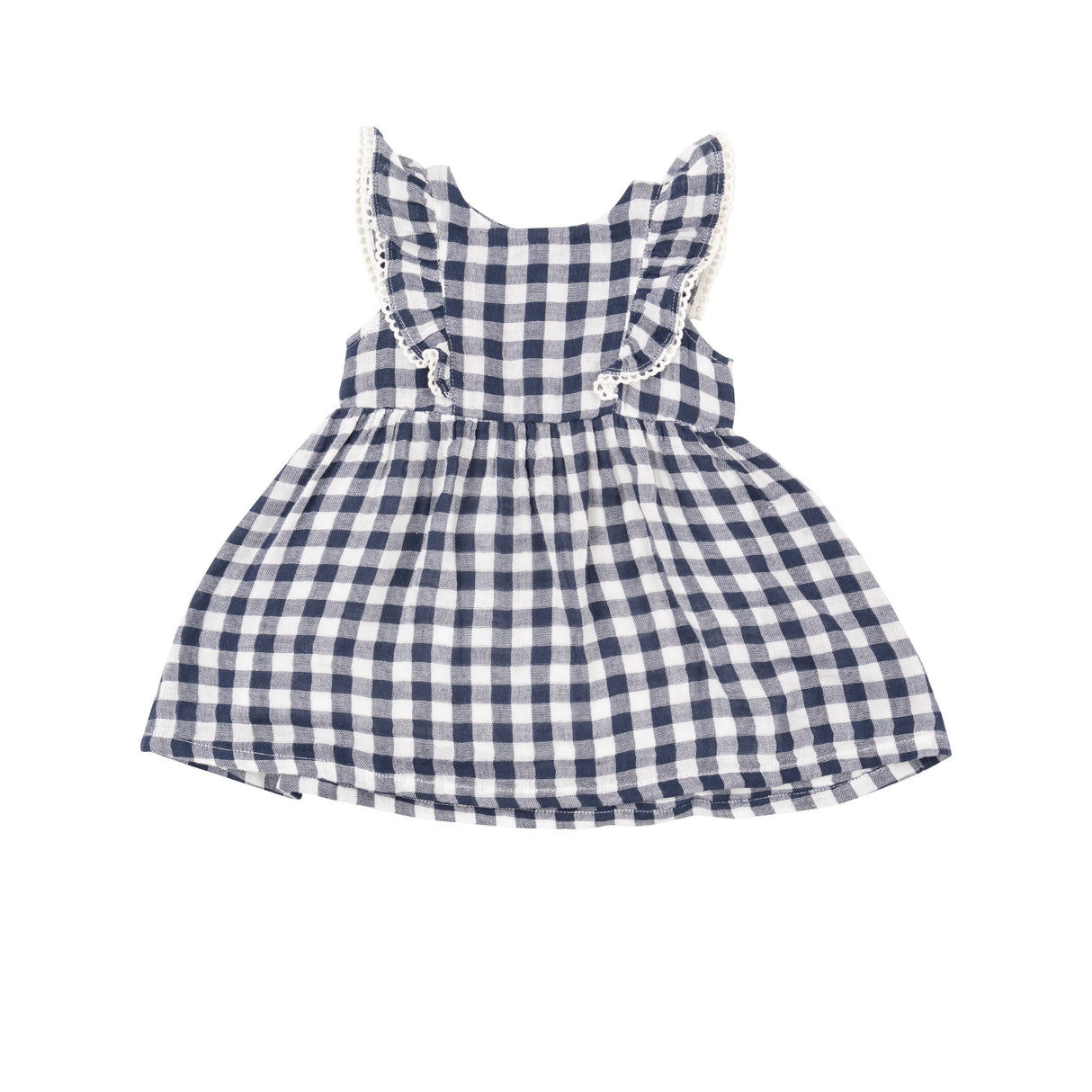 Ruffle Dress + Diaper Cover - Gingham Navy - HoneyBug 