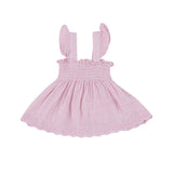 Ruffle Strap Smocked Top And Diaper Cover - Ballet Solid Muslin