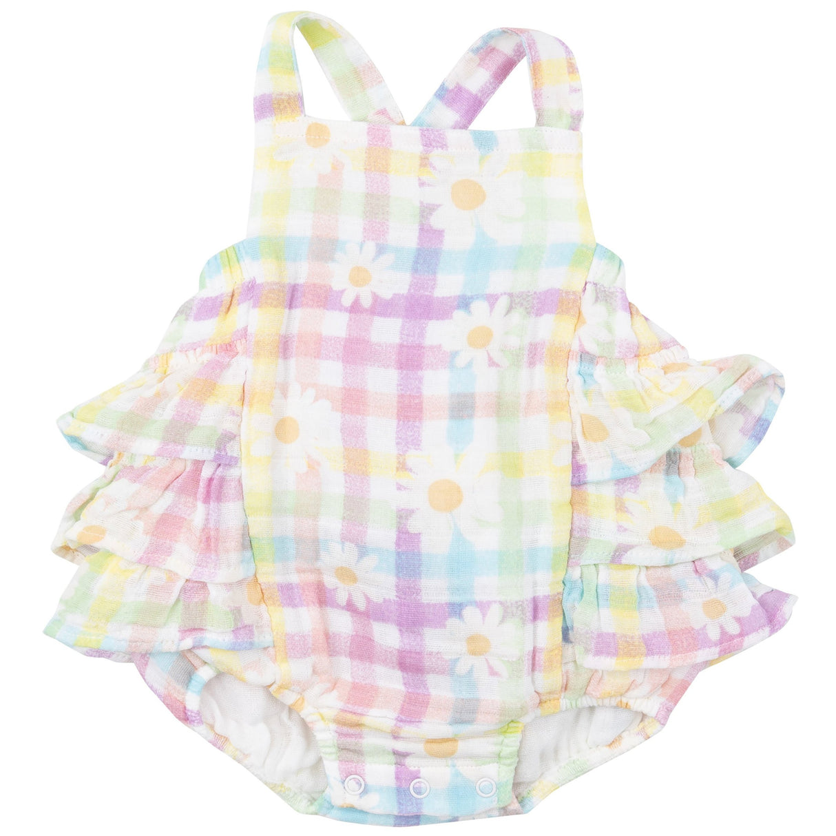 Ruffle Sunsuit - Gingham Daisy