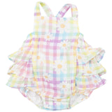 Ruffle Sunsuit - Gingham Daisy