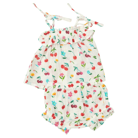 Ruffle Top & Bloomer - Cherry - HoneyBug 