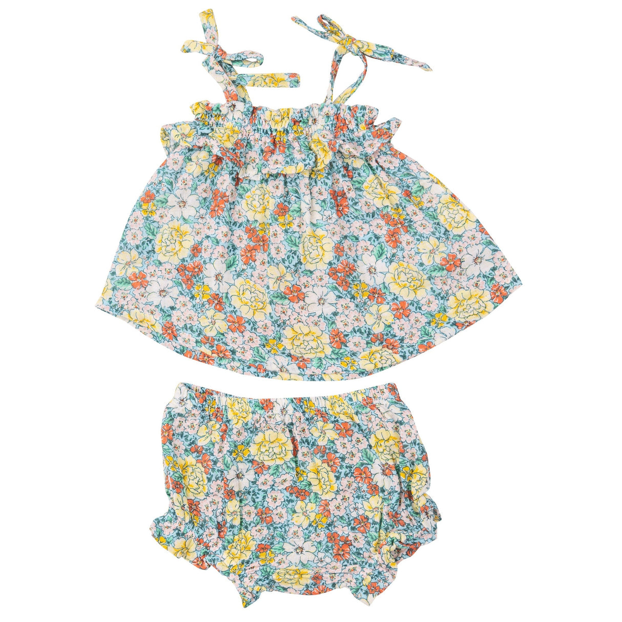 Ruffle Top & Bloomer - Golden Peony Floral - HoneyBug 