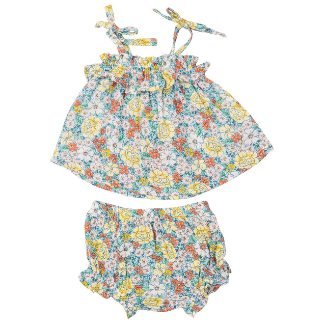 Ruffle Top & Bloomer - Golden Peony Floral - HoneyBug 