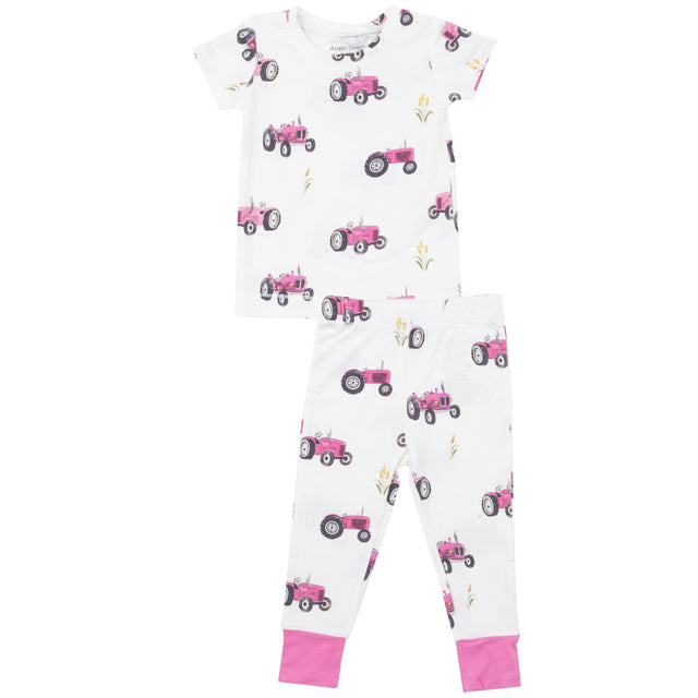 S/S Loungewear Set - Pink Tractors - HoneyBug 