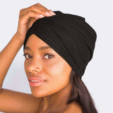 Sleep Turban/Beanie with Satin lining - Black - HoneyBug 