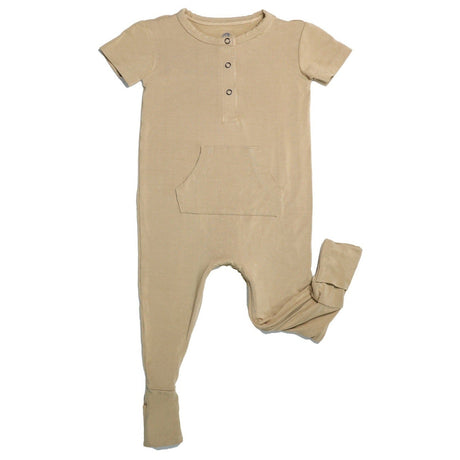 Short Sleeve Romper - Desert Tan - HoneyBug 